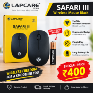 Lapcare Safari III Wireless Mouse – Black (Duracell Battery Included) Lapcare Safari III Wireless Mouse – Black (Duracell Battery Included)